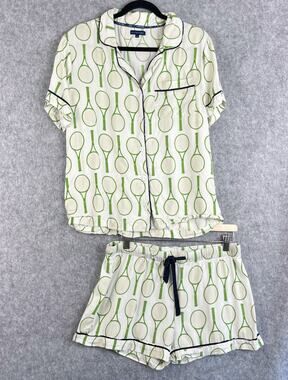 Katie Kime Tennis Time Top Shorts Pajama Set Womens Medium Cotton